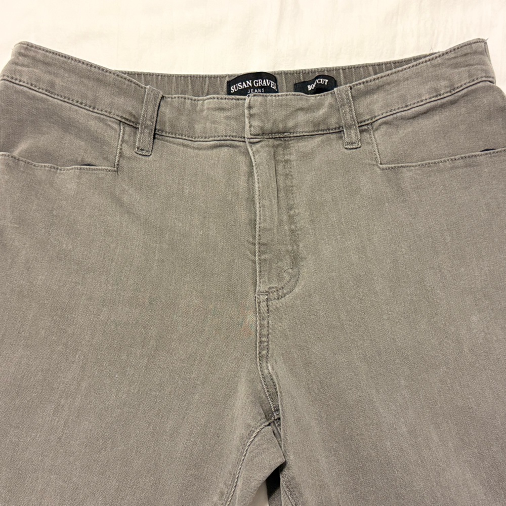 Susan Graver Stretch Denim Bootcut Classic Jeans Gray Wash - Picture 2 of 4